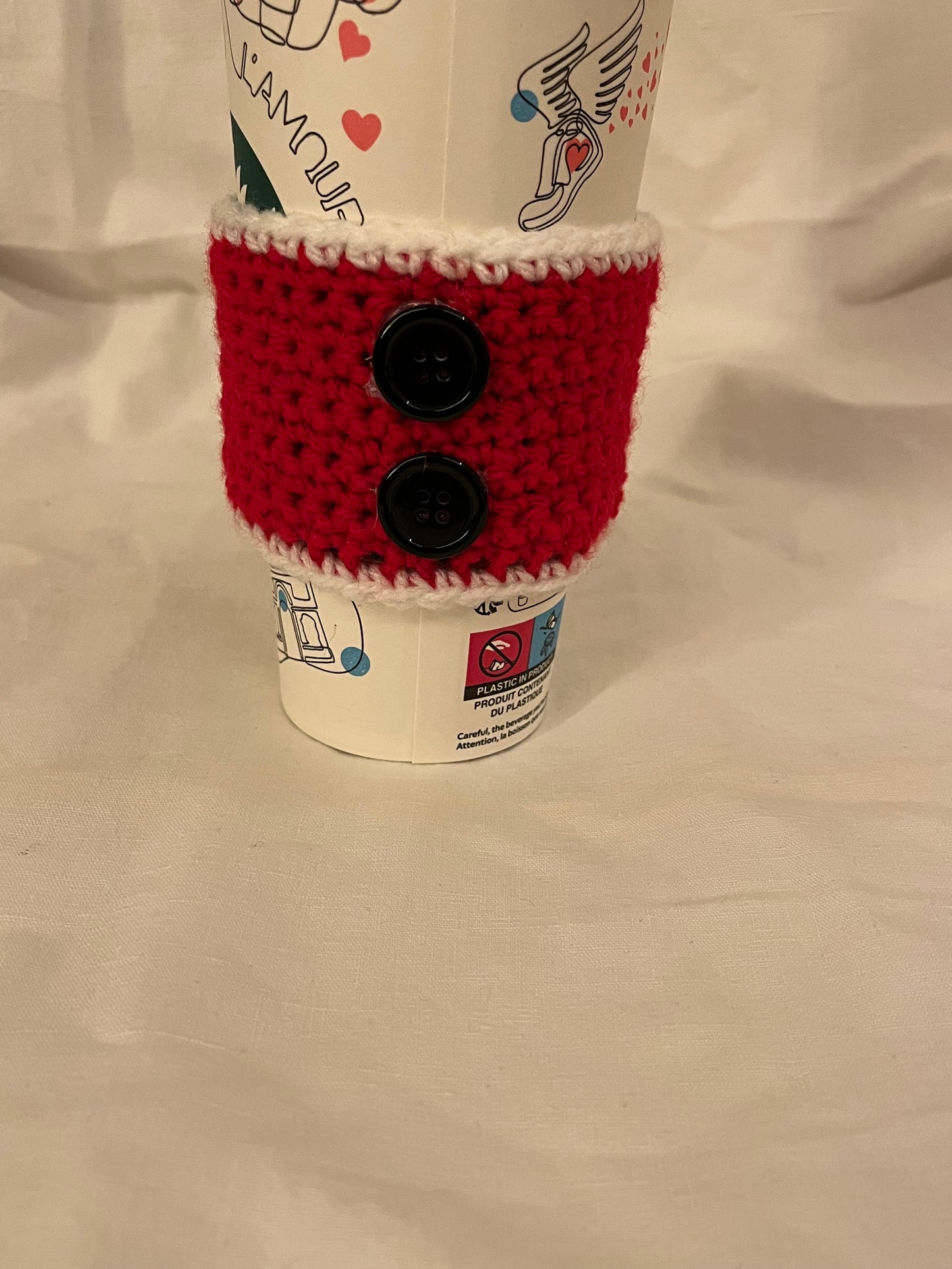 Décoration pour gobelet :  veste du Père Noël.
